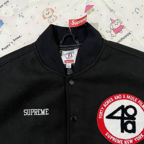 Supreme X 40 Acres Malcolm X Themed Baseball Jacket - Picture 3 of 10
